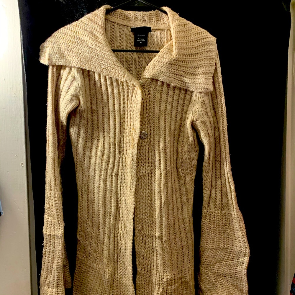 Button up bell sleeve cardigan type sweater